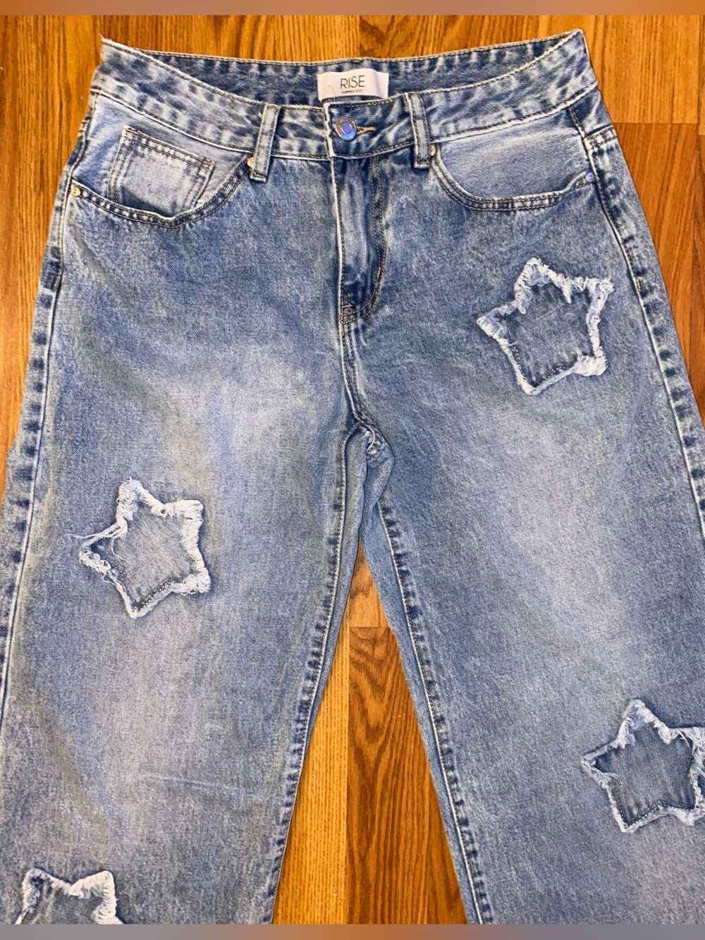 RISE Supply Co. | Light Blue Star Patch Jeans | Size 9 - Picture 3 of 8